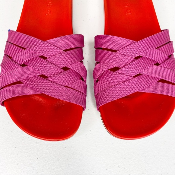 ❌SOLD❌ Rothy’s The Slide Criss Cross Knit Sandal in Cherry Red and Pink Size 7.5 - Picture 5 of 12